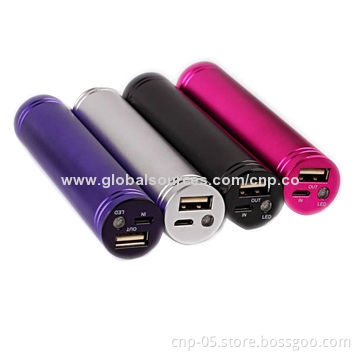 Power Tubes with Flashlight, 2600mAh, Alumnium Cases, Smart LED Power Indicator